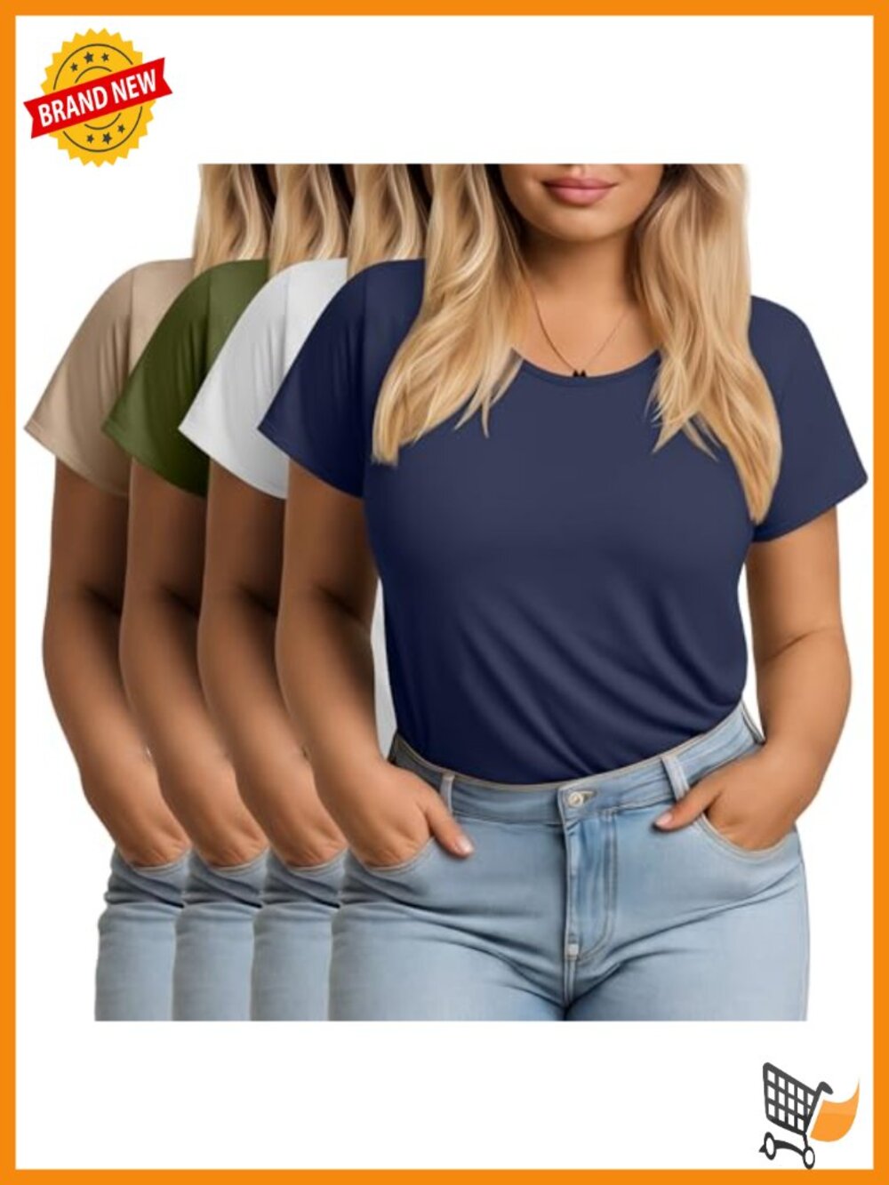 4 Pack Plus Size Short Sleeve T-Shirts Crew Neck Loose Fit Casual Tees